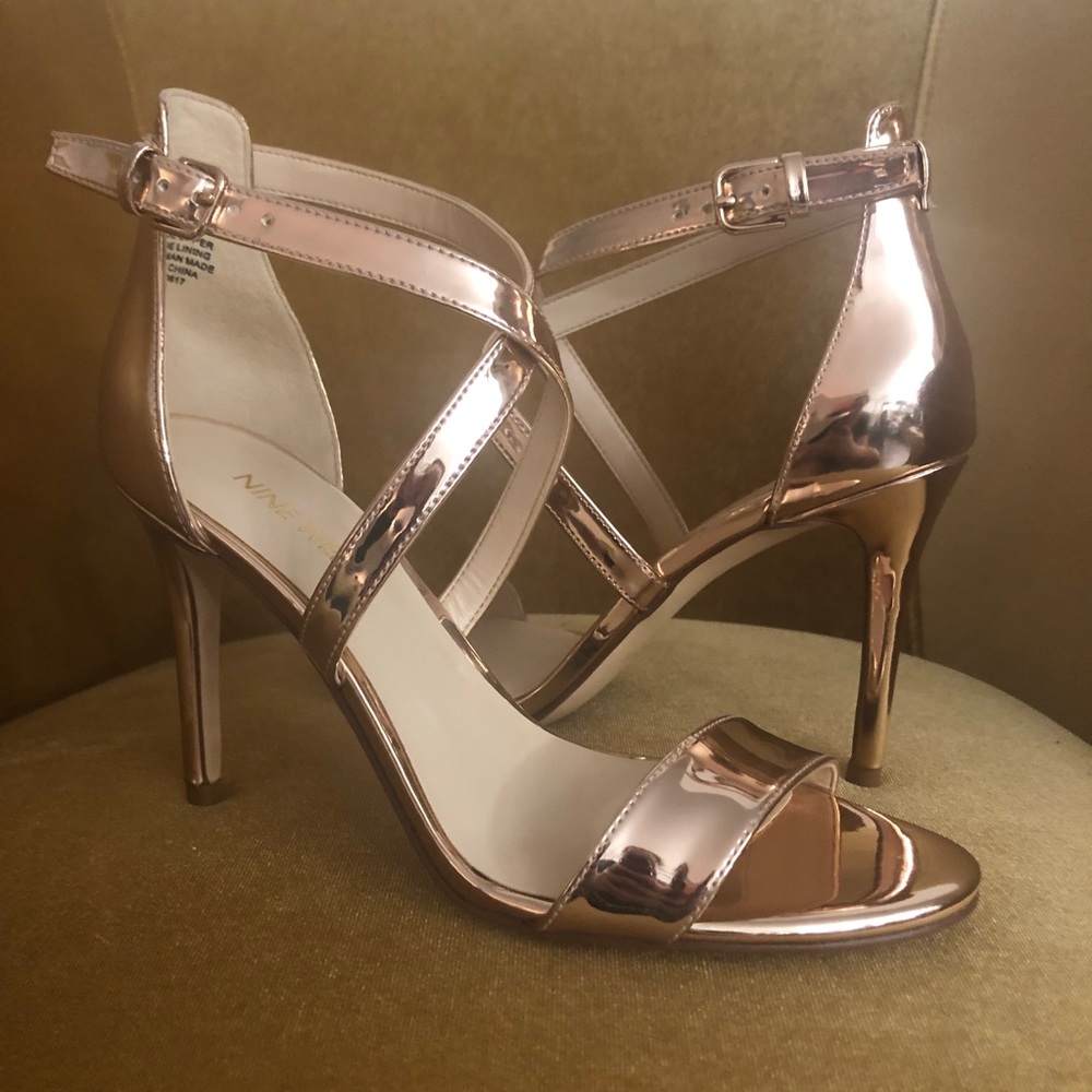 Nine West Rose Gold Mydebut Open Toe Sandals
